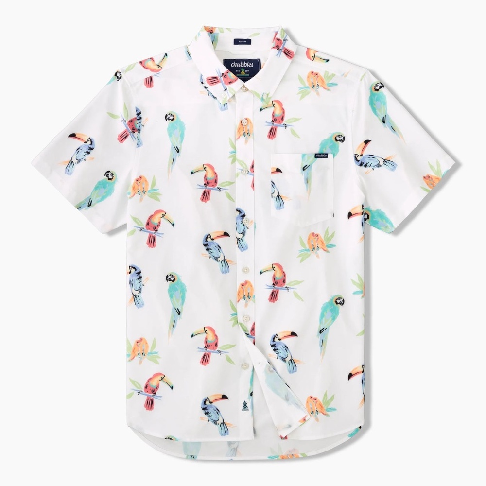 Chubbies Men's Full Botton Down - Dude Where's Macaw